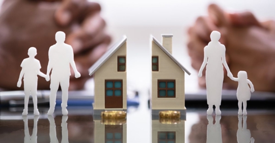 Wife And Husband Splitting Children And House